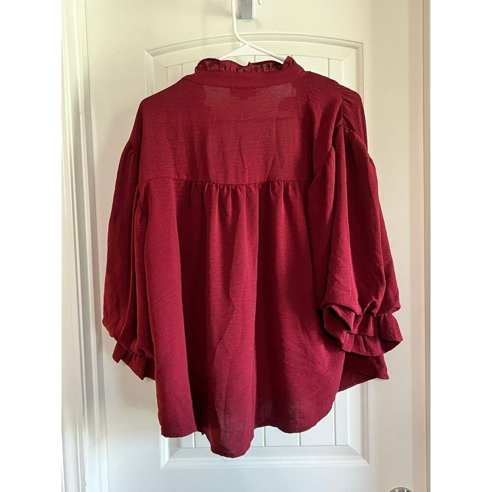 GiGiO USA Women's Ruffled Red Blouse - Size L - Picture 2 of 3